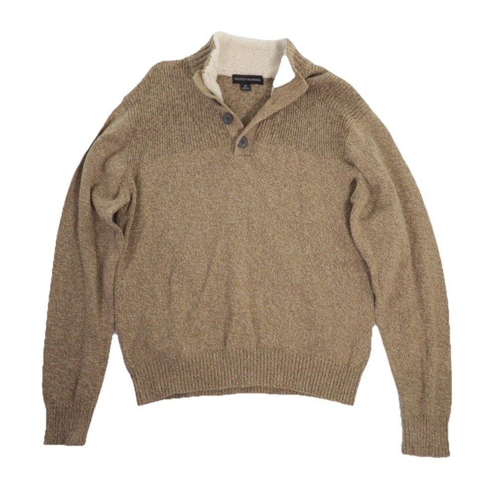 Tricots St. Raphael Sweater Mock Neck Brown Heather Long Sleeve Wool‎ Blend Sz M